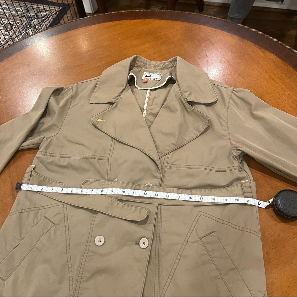 Pilcro x Anthropologie Utility Trench Coat Moss Belted XS Double Breasted Crop - Picture 10 of 15